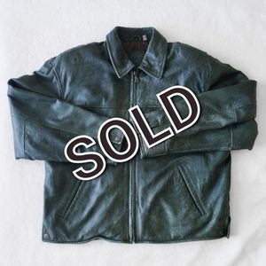 Roundtree & Yorke Green Leather Bomber